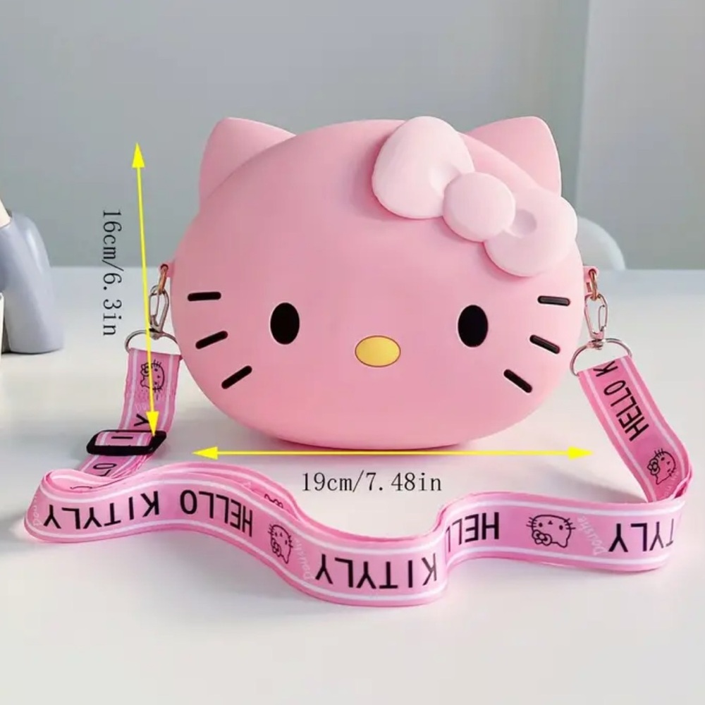 NIP Hello Kitty Pink Large Silicone Crossbody Bag with Adjustable Strap - Picture 4 of 8